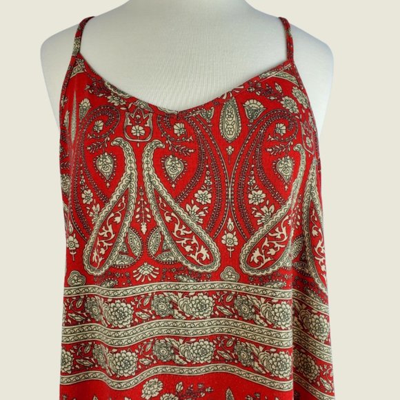 Asymmetrical Boho Top Red-Light Green Bandana Paisely Pattern 2XL - Picture 2 of 11